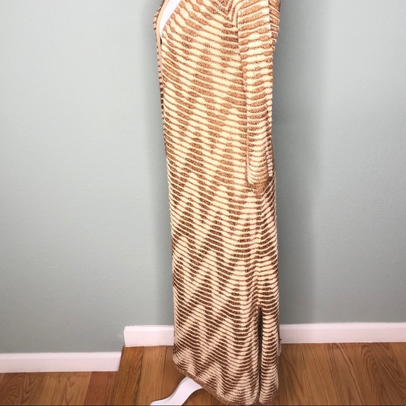Calypso St. Barth Cream Gold long open cardigan - Picture 5 of 8